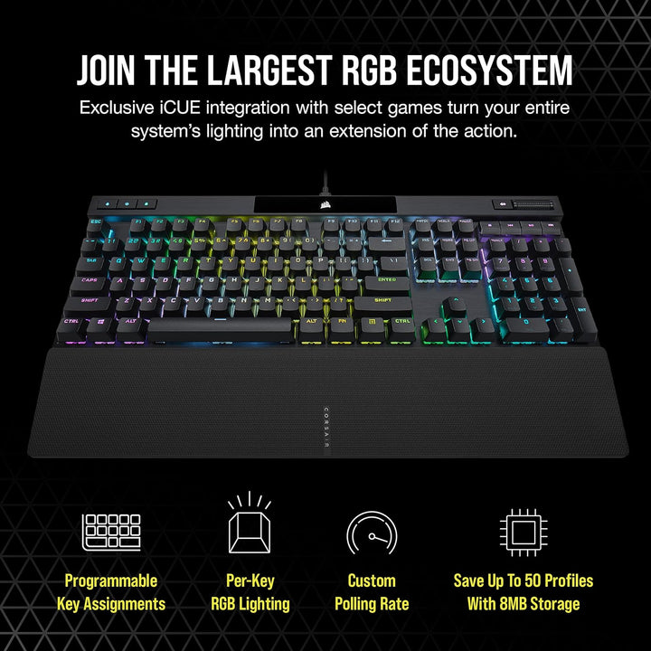 Corsair K70 RGB PRO Mechanical Gaming Keyboard, Backlit RGB LED, Cherry MX Red Keyswitches, Schwarz