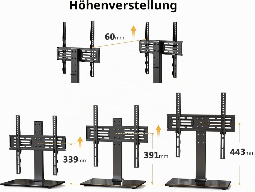 FITUEYES TV Standfuss TV Ständer für 27-55 Zoll LCD LED OLED Plasma Flach &amp; Curved Fernseher Höhenve