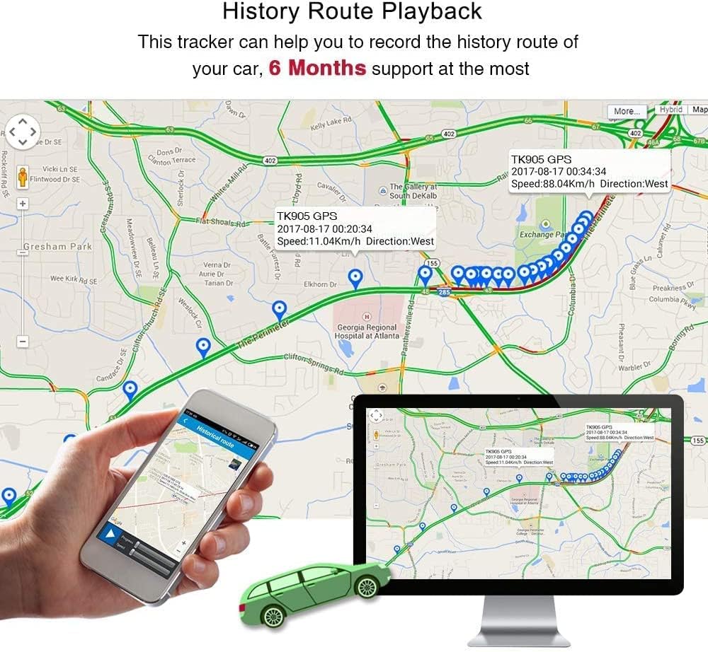 Winnes GPS Tracker Auto ohne ABO, Magnetischer GPS Tracker mit 5000 mAh Akku, bis zu 90 Tage Standby