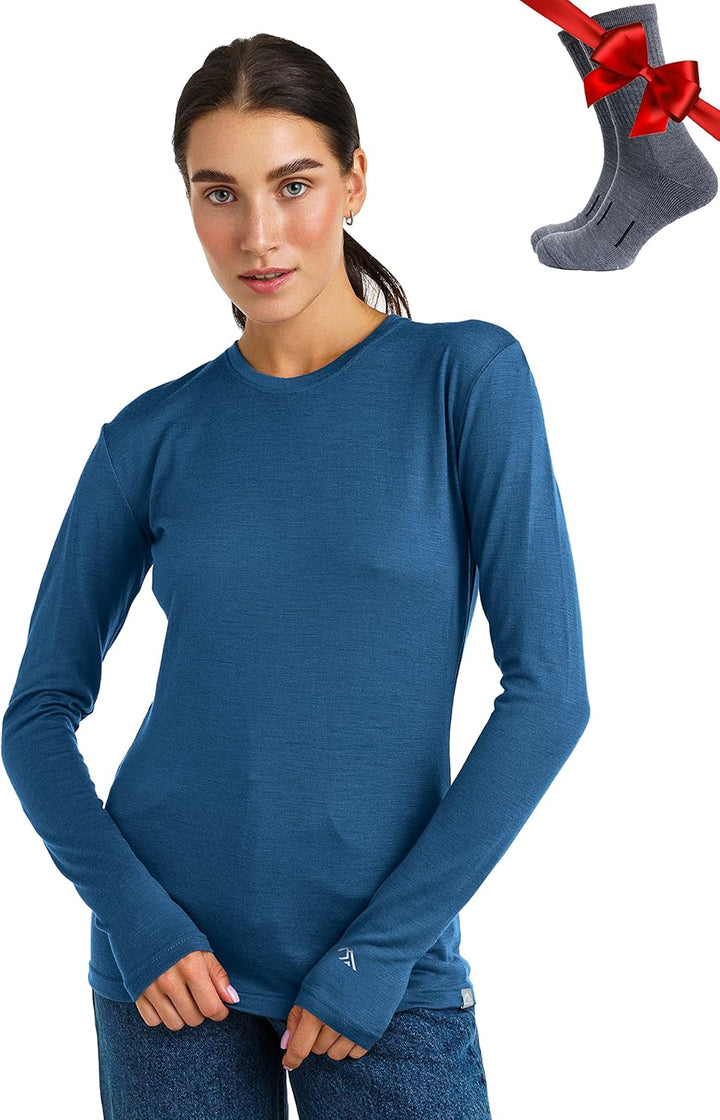 Merino.tech Merino Shirt Damen Langarm - Premium 100% Merino Unterwäsche Damen Leichte, Mittel, Schw