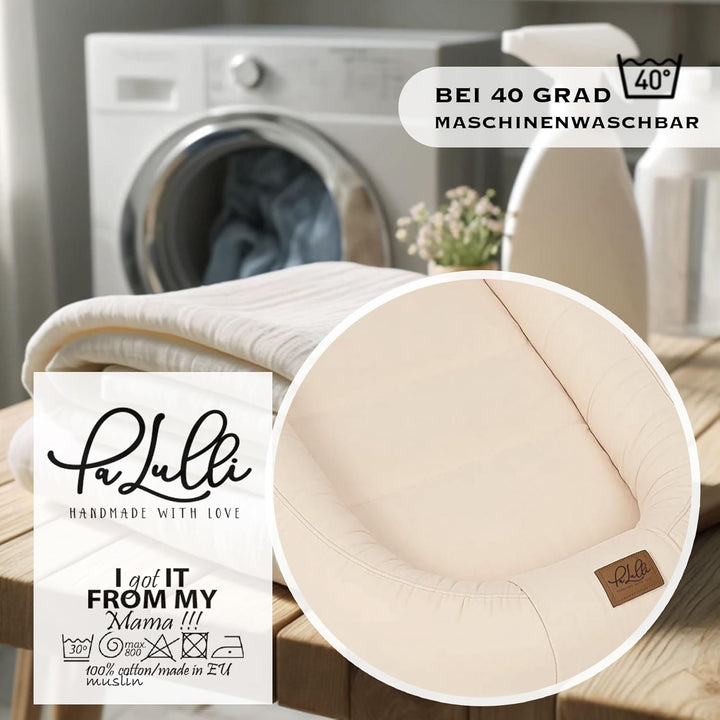 PaLulli® Extra Grosses Babynest 100x60 cm | Set mit herausnehmbarer Einlage Baumwolle | Beidseitig n