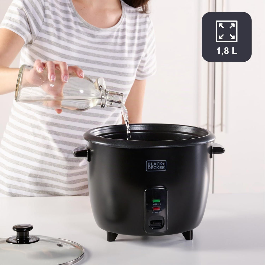 BLACK+DECKER BXRC1800E - Reiskocher. 700W. 1,8 Liter Fassungsvermögen. Antihaft-Beschichtung. Kochfu