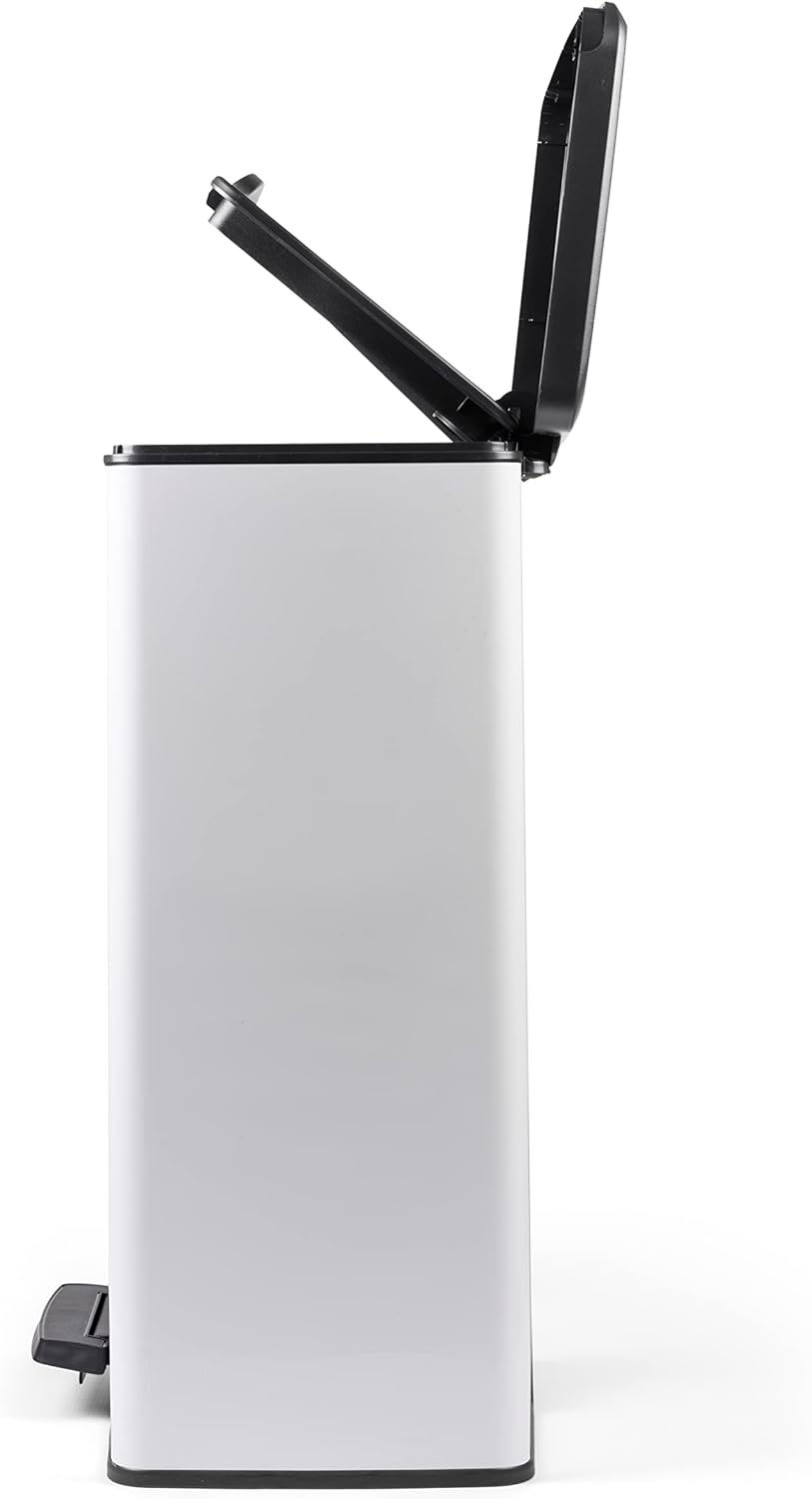 Curver Mülleimer Deco Rechteck, 65 l, Weiss, für Küche, Waschküche, Garage, 486 x 284 x 615 mm, Poly