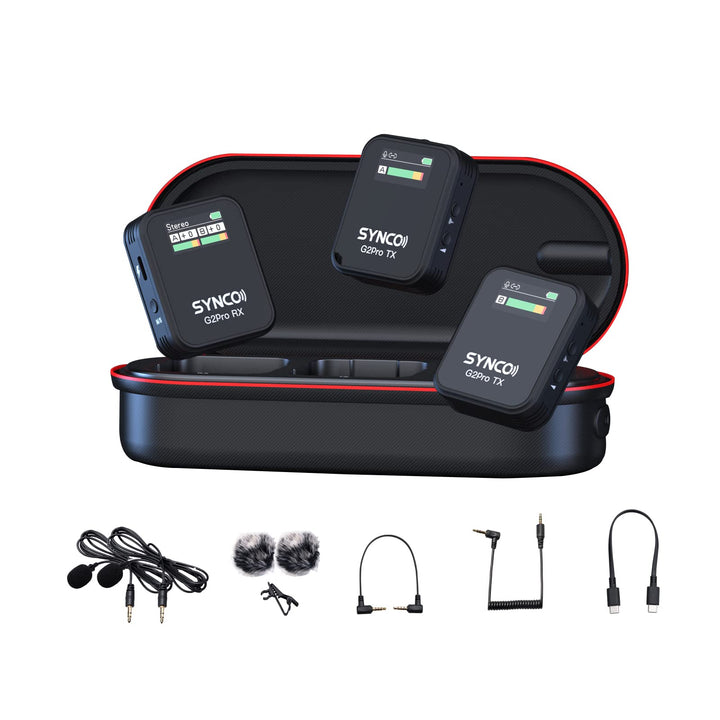 SYNCO G2 (A2) Pro 2.4GHZ Drahtloses Lavalier Mikrofon mit Ladekoffer 1 Empfänger 1 Sender Echtes Far