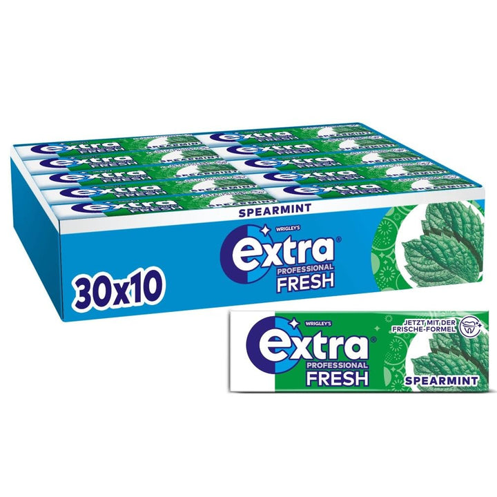 Extra Professional Fresh Spearmint, Zuckerfreier Kaugummi, Multipack mit 30x10 Dragees, Für frischen