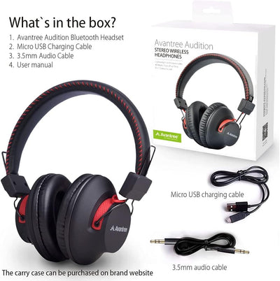 Avantree Audition – Bluetooth Over Ear Kopfhörer & Mikrofon für PC mit 40 Stunden Akkulaufzeit, kabe