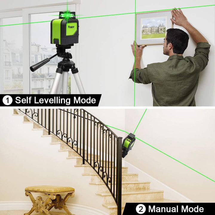 Huepar 901CG 1 x 360 Kreuzlinienlaser Grün, 360 Grad Linienlaser Selbstnivellierenden Laser Level mi
