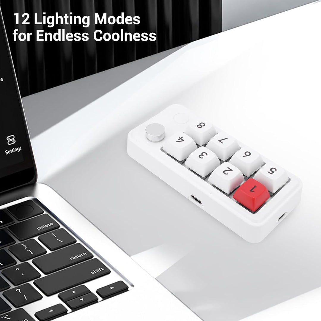 ASHATA Wired USB C Numerische Tastatur, Programmierbare Makro Tastatur, 8 Tasten Typ C Number Pad mi