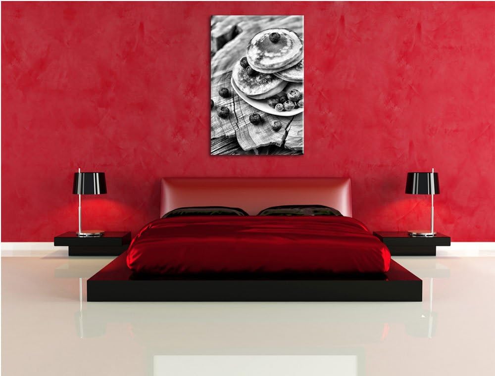 Pixxprint Pancakes mit Blaubeeren als Leinwandbild/Grösse: 100x70 cm/Wandbild/Kunstdruck/fertig besp