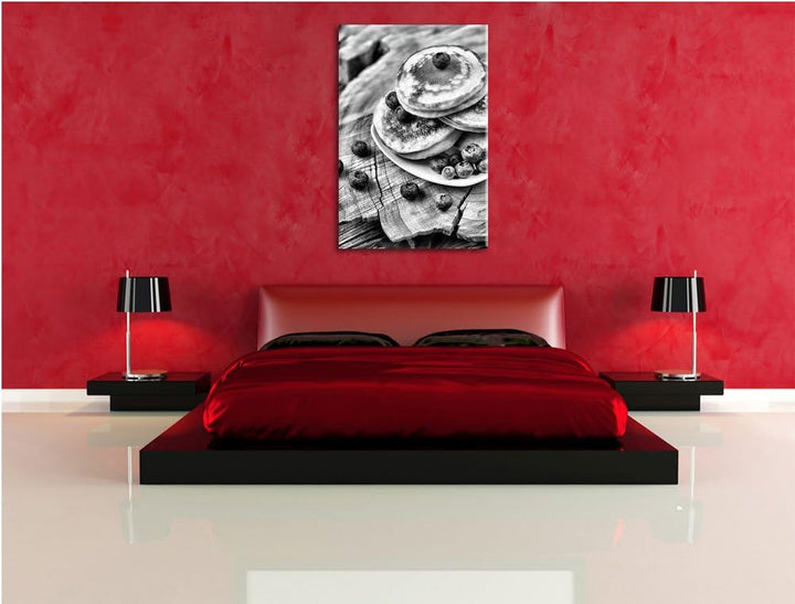 Pixxprint Pancakes mit Blaubeeren als Leinwandbild/Grösse: 100x70 cm/Wandbild/Kunstdruck/fertig besp