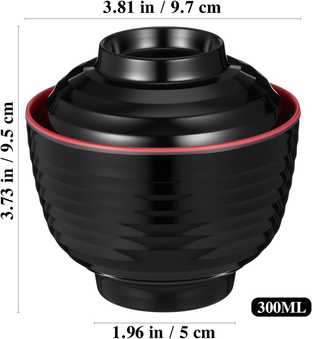 DOITOOL Japanische Miso Suppenschalen Set - 3 StüCk Schalen Mit Deckel FüR Miso Suppe Reis Salat Und