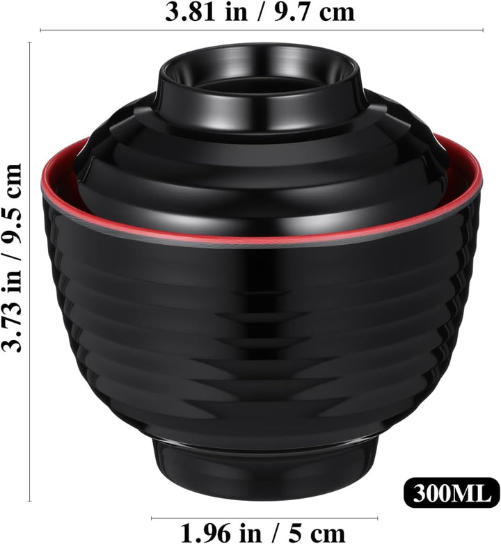DOITOOL Japanische Miso Suppenschalen Set - 3 StüCk Schalen Mit Deckel FüR Miso Suppe Reis Salat Und