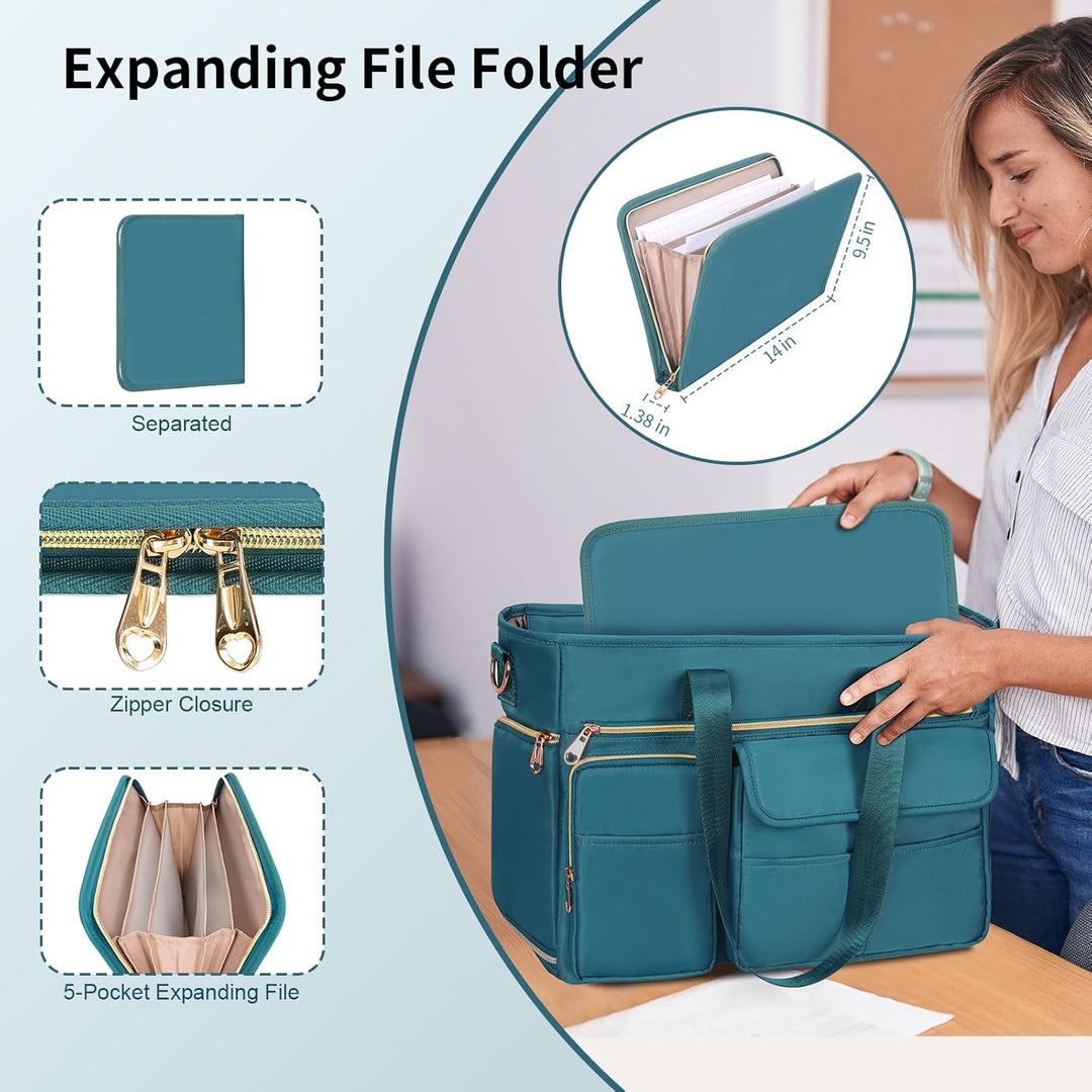 ESTARER Lehrertasche mit Erweiterter Aktenordnertasche,Arbeitstasche mit Fächern für Laptop,Tragbare