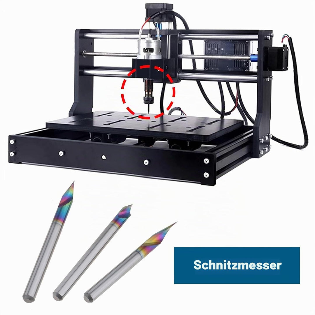 The Lord of the Tools 3 Stück 1/8 Zoll Schaft V-Nut CNC-Fräser Schaftfräser 20/30/60 Grad 0,1 Mm 2-s