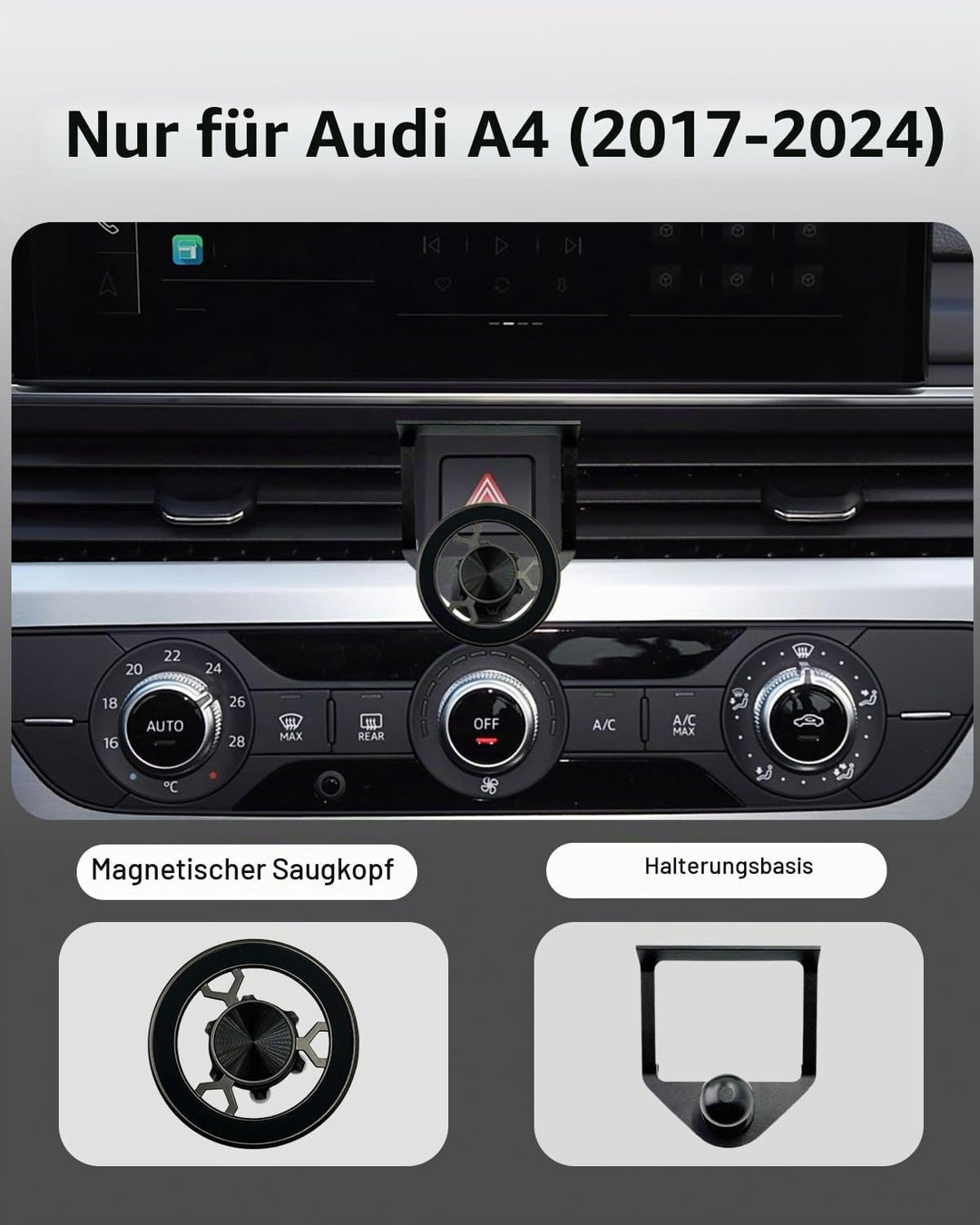 Handyhalterung Auto für Audi A4 B9 A5 F5 2017-2024 mit N52 Starker Magnet 360 Grad einstellbares für