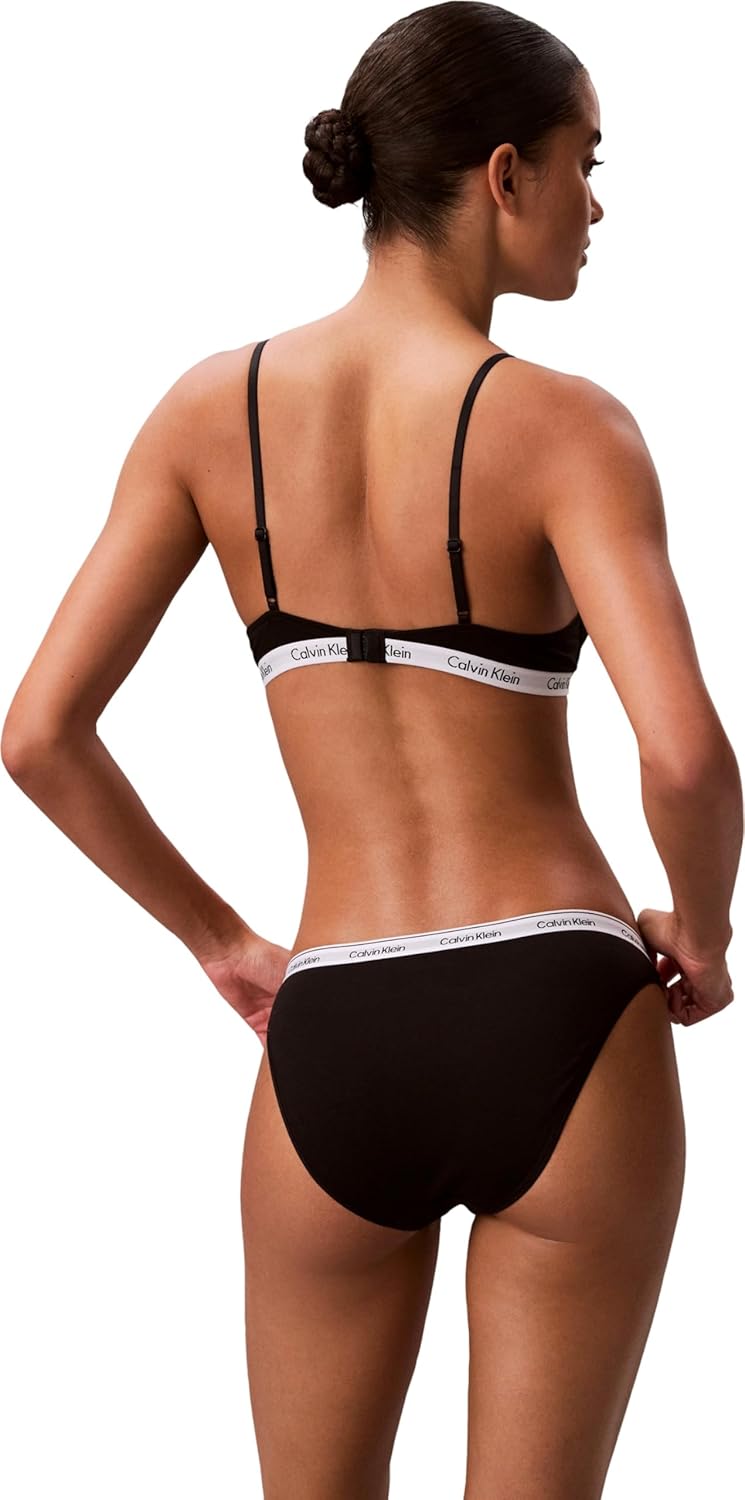 Calvin Klein Damen 3er Pack Slips Bikini Form Baumwolle mit Stretch, Schwarz (Black/Black/Black)