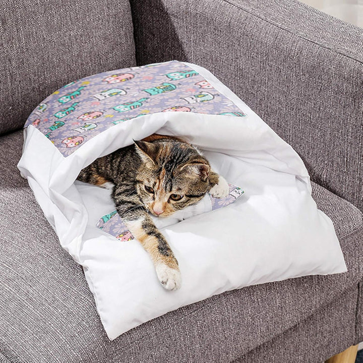 An-self Katzenschlafsack Katzenbett Winter Geschlossen Abnehmbare Katzenhöhle Warm Kuschelsack für K