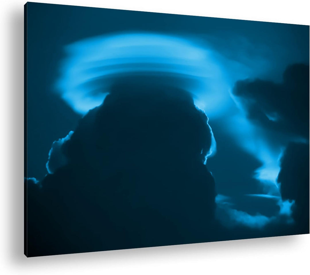 deyoli roter Himmel mit Wolken Format 80x60 Effekt: Monocrome Blau als Leinwandbild, Motiv fertig ge