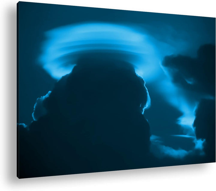 deyoli roter Himmel mit Wolken Format 80x60 Effekt: Monocrome Blau als Leinwandbild, Motiv fertig ge
