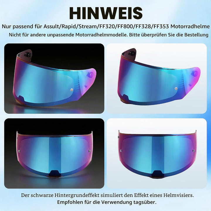 Helmvisier für LS2 FF328/FF353/FF800,Motorradhelm Visier,Motorrad Windschutz Helm Objektiv Visier Vo