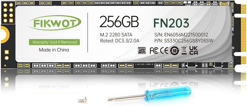 Fikwot FN203 256GB M.2 SATA SSD - SLC Cache 3D NAND TLC SATA III 6Gb/s M.2 2280 NGFF Internal Solid