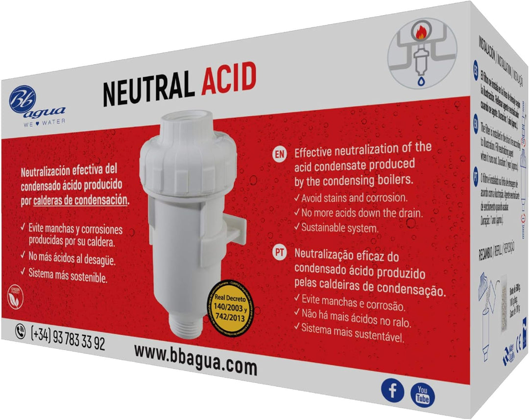 Neutraler Acid-Filter. Neutralisiert Säure-Kondensat, verlängert die Lebensdauer und reduziert die W