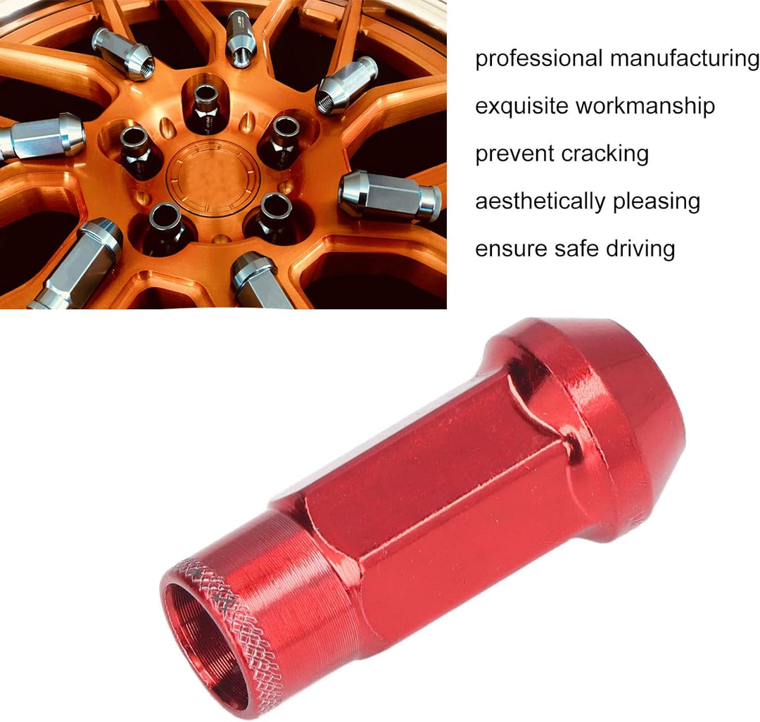 Fydun Radmuttern, Universal 20 STK M12x1,25 Metall Radmuttern Mit Schlüsselhülse(Rot), Rot