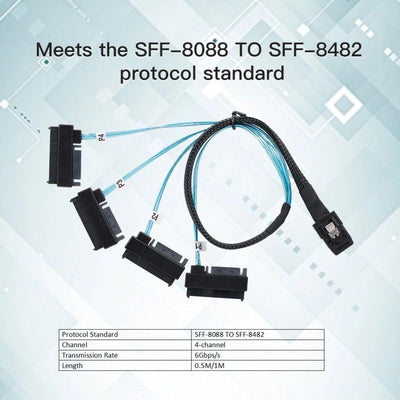 chenyang Mini SAS SFF-8087 36Pin Host 1 auf 4 SAS SFF-8482 Ziel SAS Festplattenkabel mit IDE Stromka