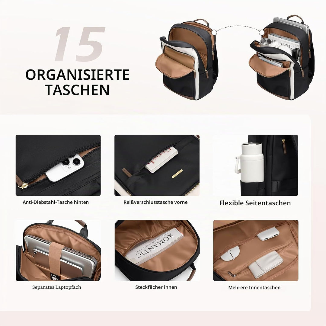 Rucksack Damen für Schule, Laptop Rucksack 16 Zoll, Gross Schultasche Arbeitstasche Lehrertasche Bac