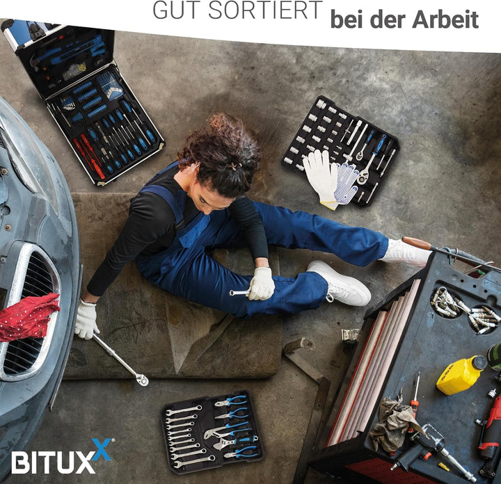 BITUXX Werkzeugkoffer 1200 teilig Werkzeug Knarrenkasten Werkzeugkiste Werkzeugtrolley Nusskasten Ra