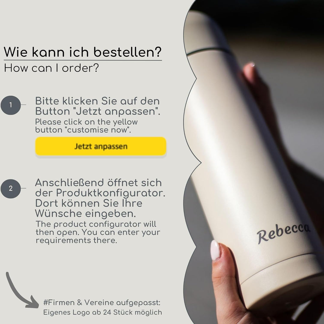 Milu Thermoskanne mit Gravur personalisiert - als Geschenk-Idee Ostern, Vatertag, Muttertag, Weihnac