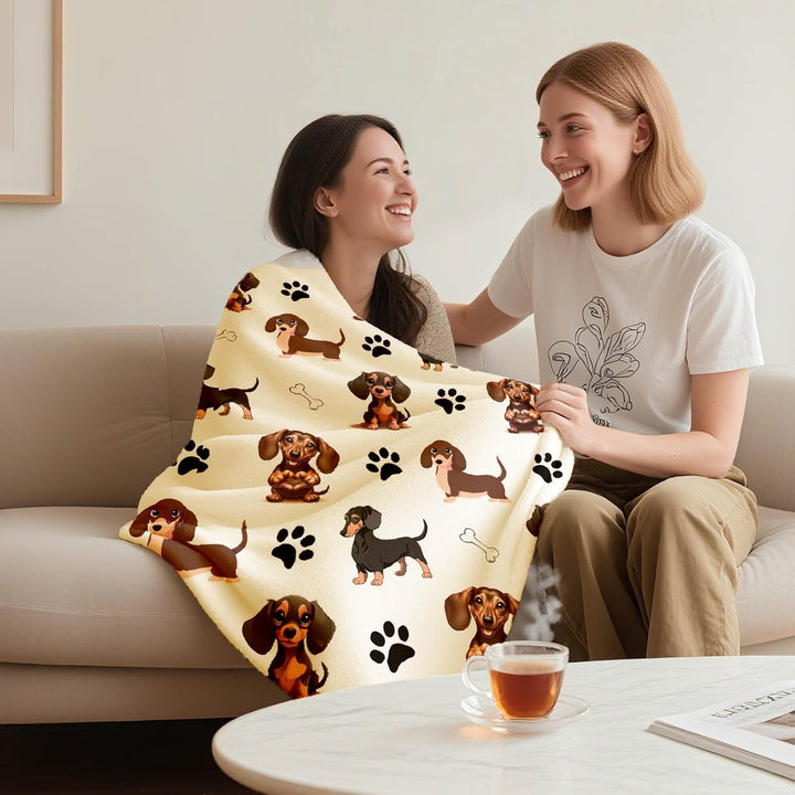 Dackel Kuscheldecke Flauschig 130x150 - Warm Blanket für Sofa & Couch, DackelGeschenk für Frauen Män