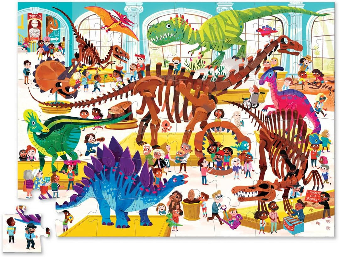 Bertoy 384063-1 Day at Museum Dinosaur -Piece Bodenpuzzle, Blau/Grün/Orange/Rot/Rosa, 18" x 24 " Din