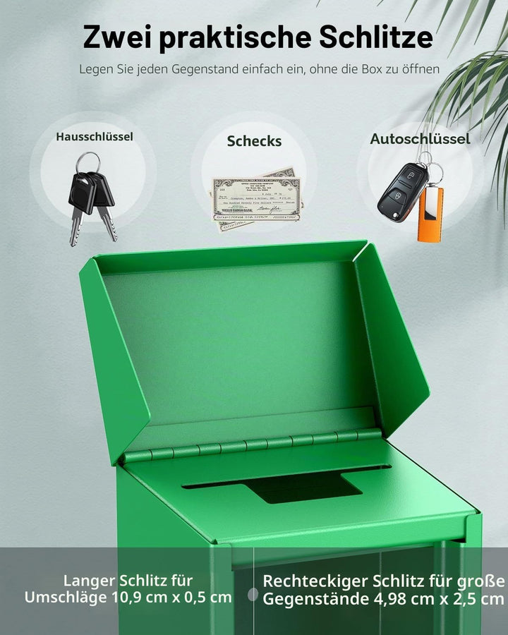 Uniclife Schlüsselbox Aussen Metall Spendenbox mit Schloss Sicherer Briefkasten Wandmontage mit Einw
