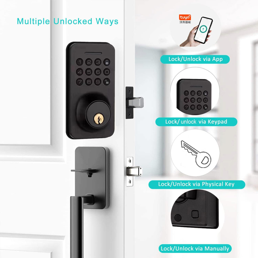 Splenssy Keyless Entry Türschloss mit Tastatur, Smart Deadbolt Lock mit 2 Schlüsseln, Passwort/Mecha