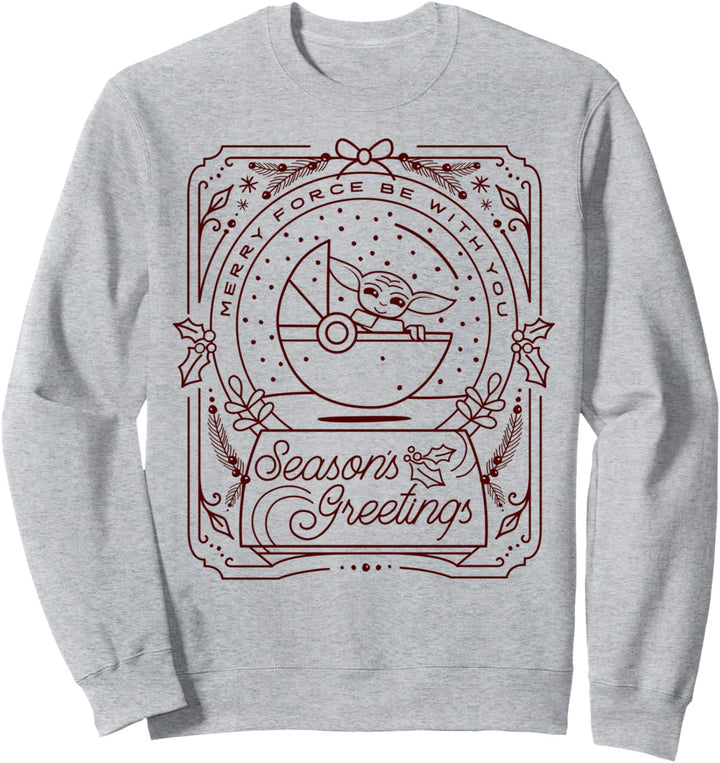 Star Wars Christmas The Child Season's Greetings Line Art Sweatshirt