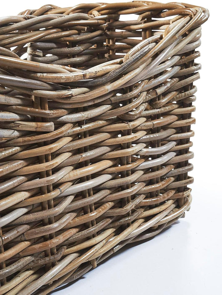 Kobolo Zeitungsständer Magazinsammler Zeitschriftenkorb aus Rattan - kubu Grey - 2 Fächer