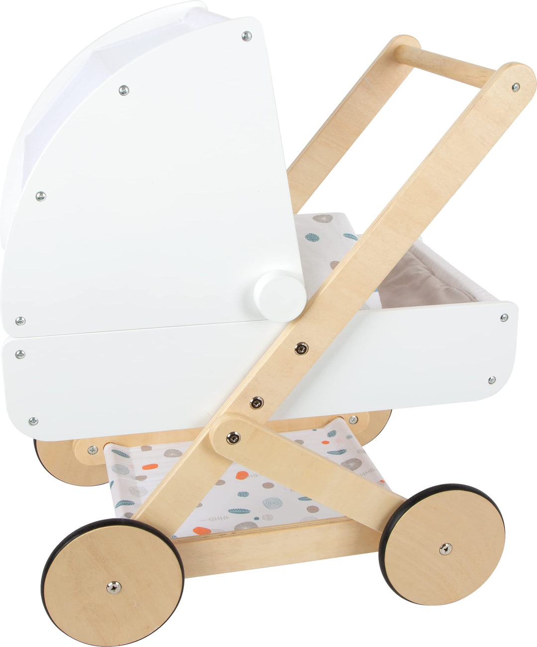 small foot Puppenwagen Little Button aus Holz, multifunktionaler und hochwertiger Puppenkinderwagen,