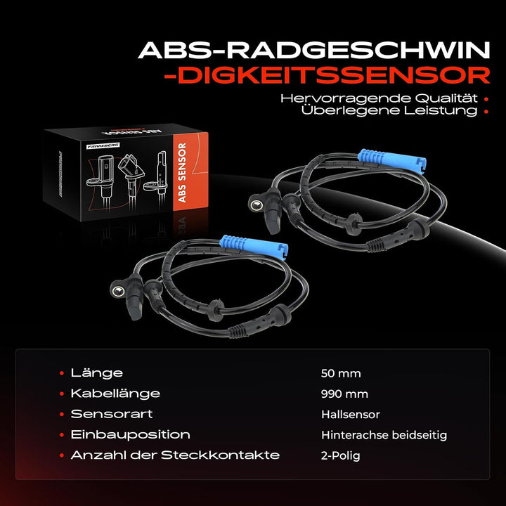 Frankberg 2x ABS Sensor Drehzahlfühler Radsensor Hinterachse Links Rechts Kompatibel mit 5er Touring
