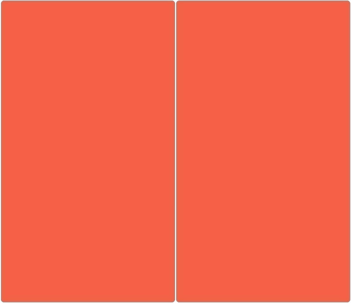 banjado® Herdabdeckplatte Glas 2-teilig je 30x52 cm/Schneidebrett Herdabdeckung mit Motiv Orange/Her