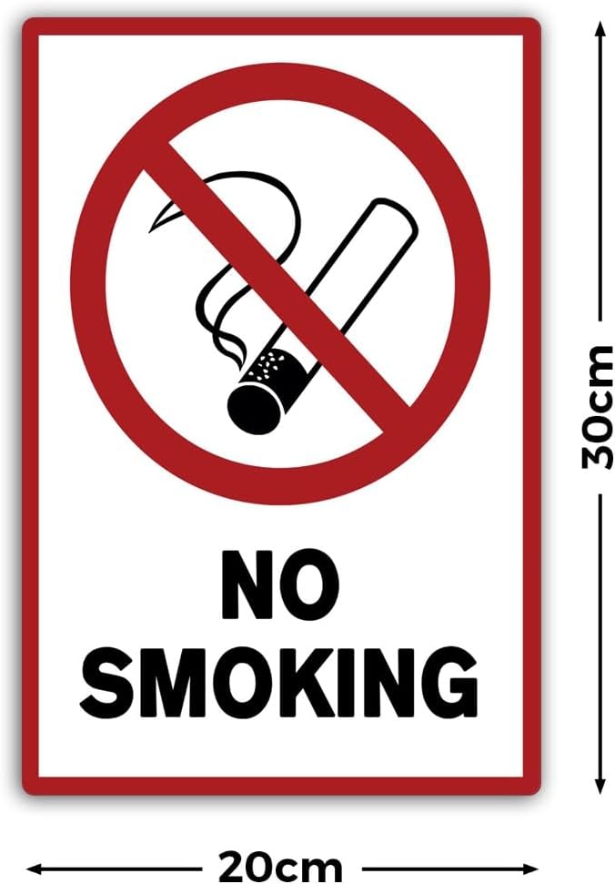 5 Stück No smoking/rauchen verboten Schild 20 x 30 cm aus stabiler PVC Hartschaumplatte 3mm mit UV-S