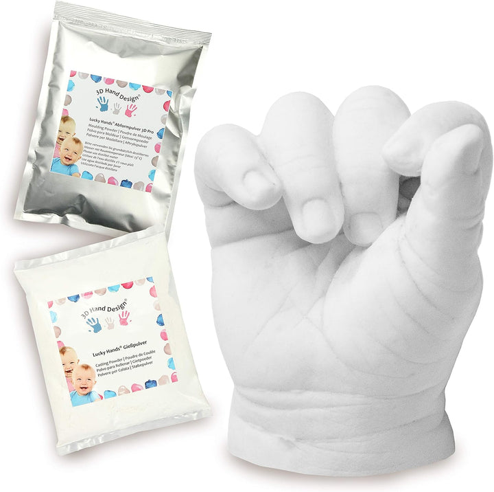 Lucky Hands® Kinder Handabdruck Gipsabdruck | 1–6 Jahre | max. 5 Abdrücke | 450g Abformpulver + 1.00
