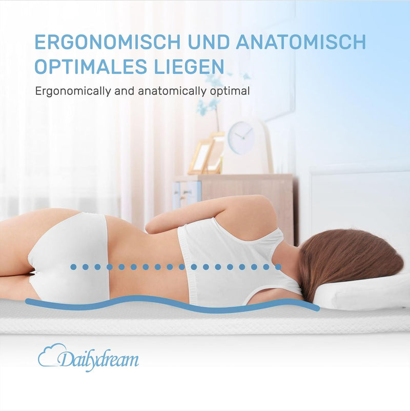 Dailydream viscoelastischer Matratzentopper Model S mit Memory Foam Effekt, 90x200x3,5cm, Edition La