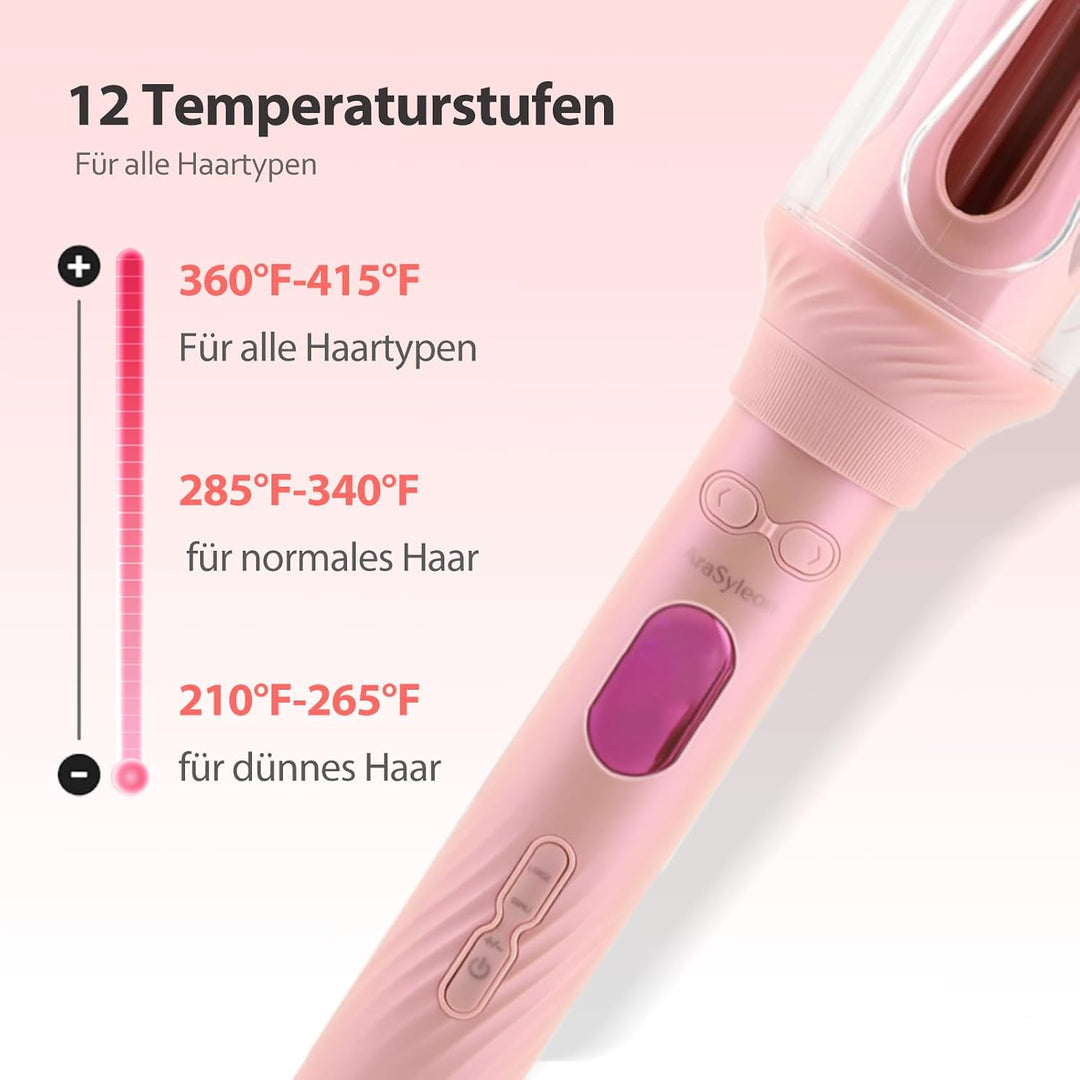 Automatischer Lockenstab mit PTC, 28mm/32mm/40mm Lockenwickler, 30s Quick Preheating, 12 Temperaturs