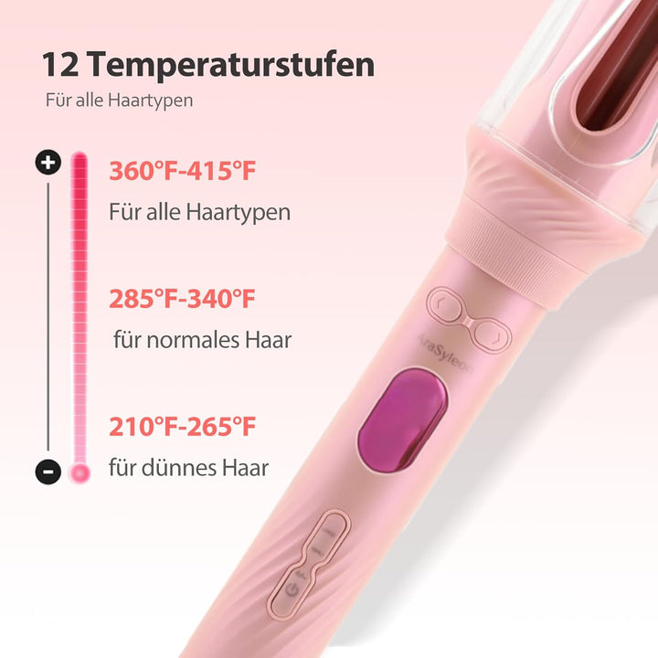 Automatischer Lockenstab mit PTC, 28mm/32mm/40mm Lockenwickler, 30s Quick Preheating, 12 Temperaturs