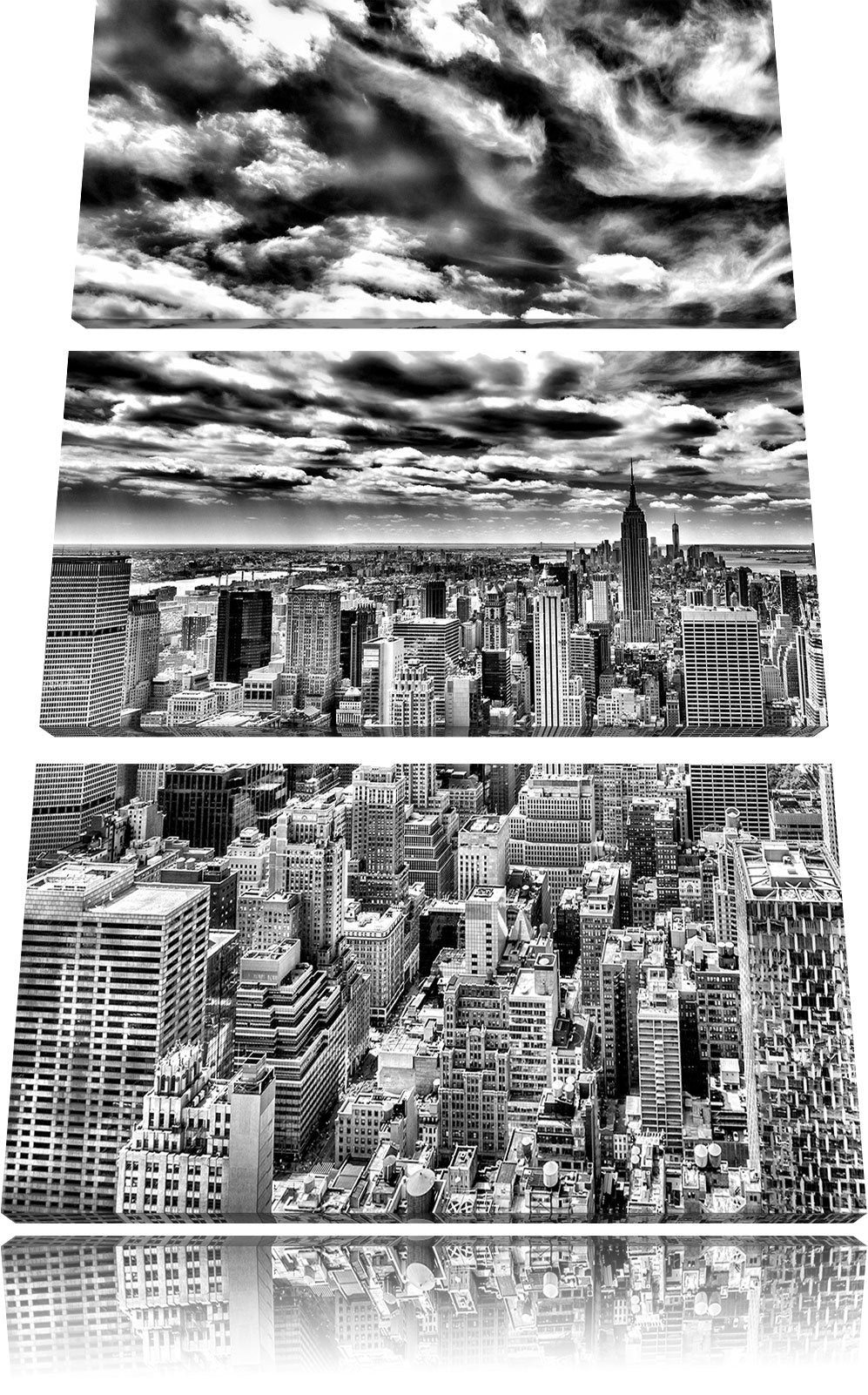 Pixxprint Monocrome, New York Skyline 3-Teiler Leinwandbild 120x80 Bild auf Leinwand
