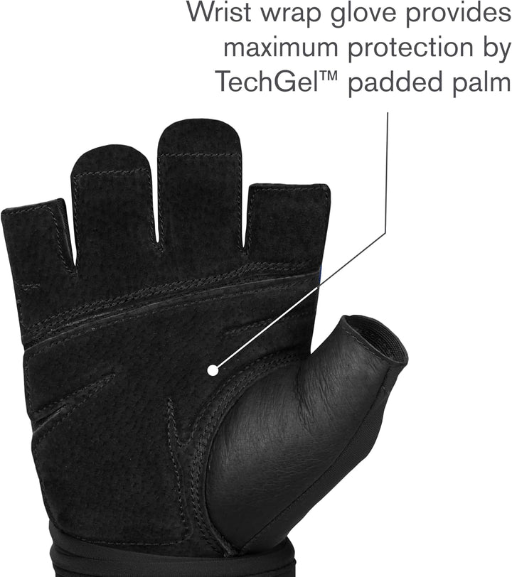 Harbinger Training Grip Wristwrap Gloves, Heavy Lifting Gloves for More Palm Protection and Wrist St