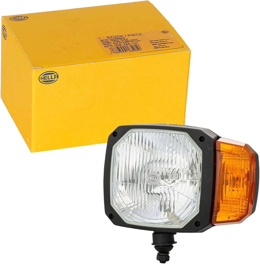 HELLA - Halogen-Hauptscheinwerfer - 12V - Einbau - Lichtscheibenfarbe: gelb - Stecker: DEUTSCH Steck