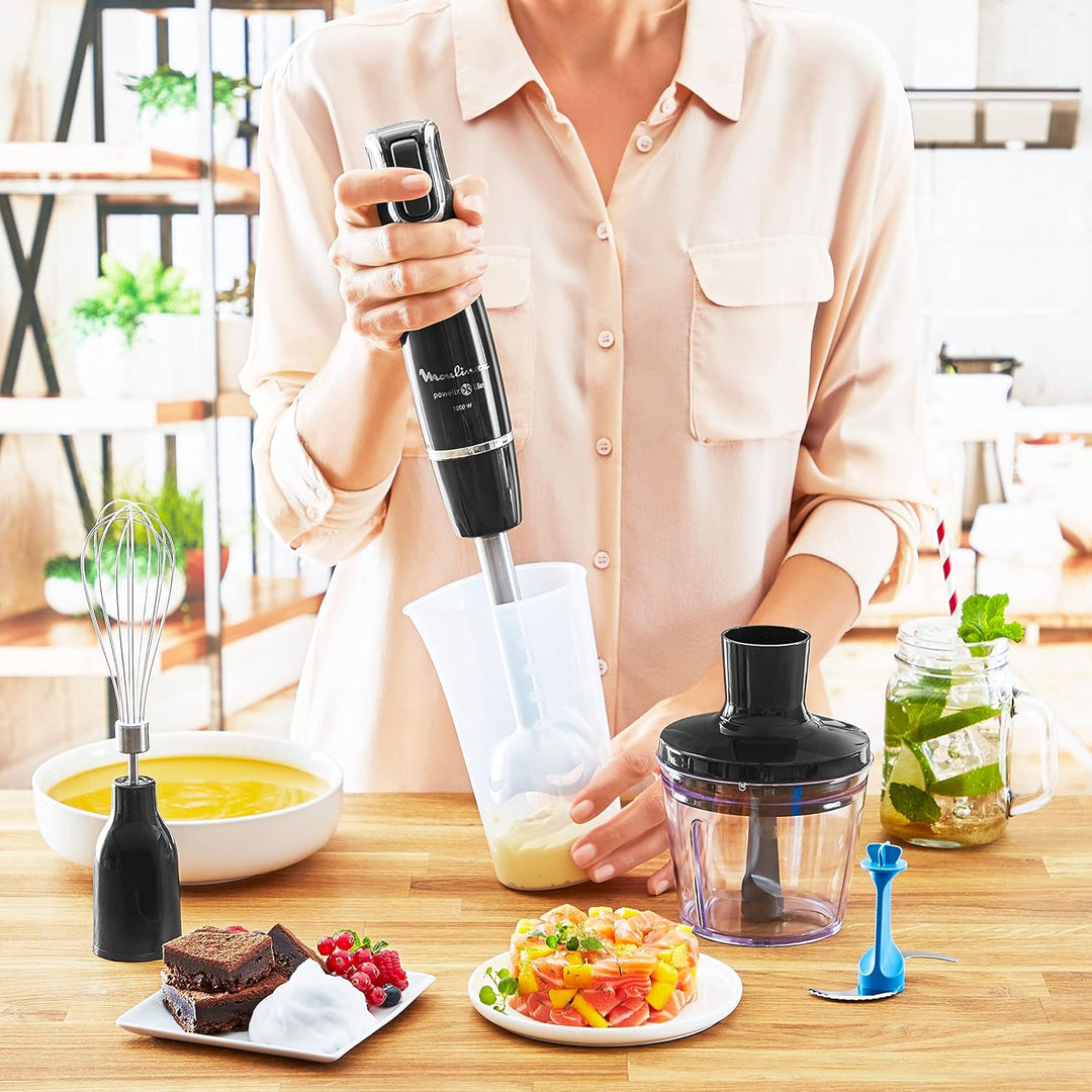Moulinex DD9448 Stabmixer, Schwarz, 500 ml 4 accesorios Eisfarben, 4 accesorios Eisfarben