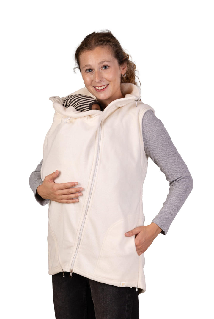 Viva la Mama - Trageweste aus Fleece, Winter Zusatzweste für Tragejacken - RERIK XL elfenbein - vorn